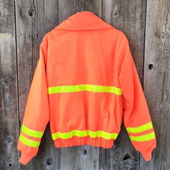 VTG 80s Hi-Vis Workwear Puffer Jacket, Kishigo Mfg, USA Made - Picture 2 of 2